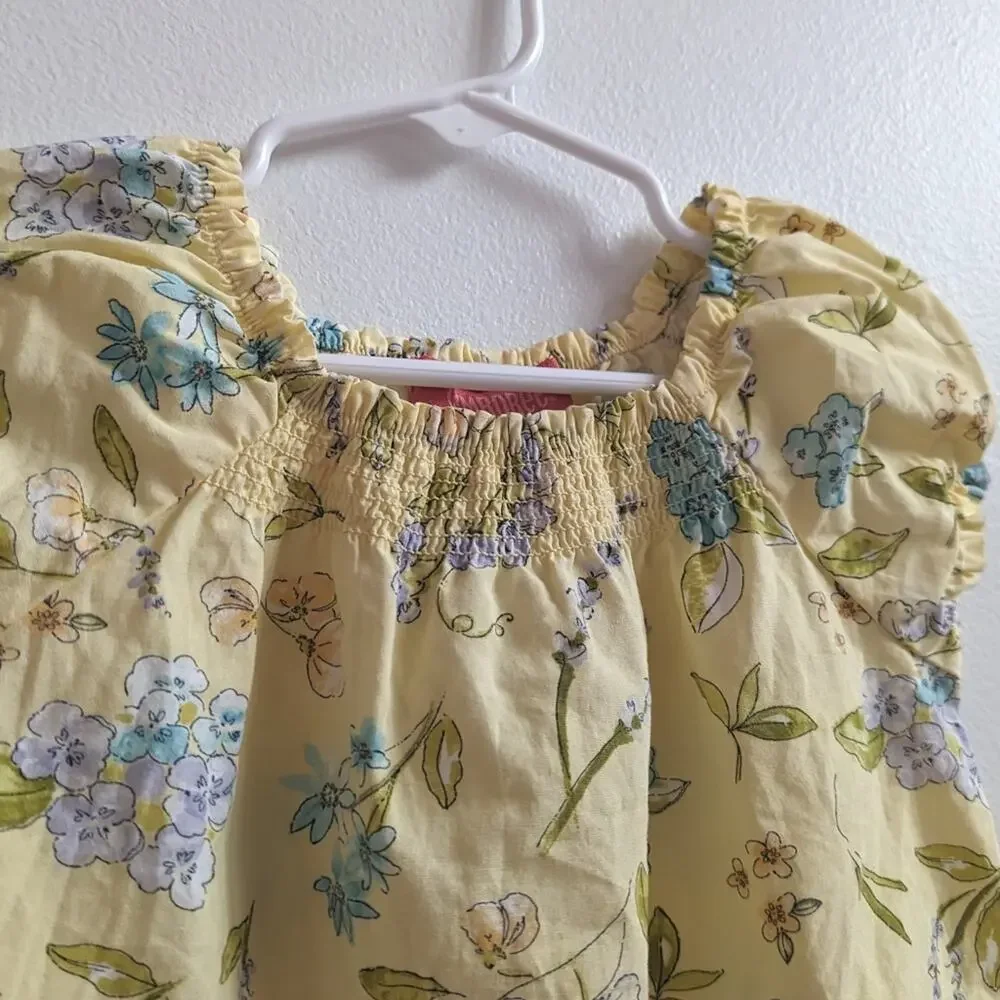 Vtg Gymboree Bubble Romper 2T Girls Yellow Floral Dainty Cottagecore